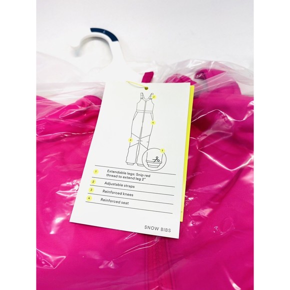 All In Motion Girls Snow Bib snowsuit ski Pants Pink Water Resistant L 10/12 - Picture 6 of 7